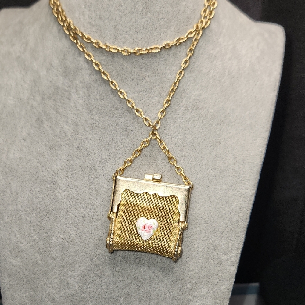 Gold Heart Accent Square Locket Necklace - Women Jewelry - Picture 2 of 4